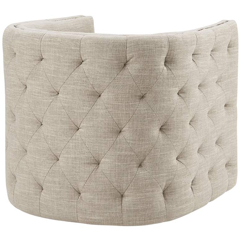 Image 7 Wilmette Taupe Tufted Fabric Barrel Swivel Accent Chair more views