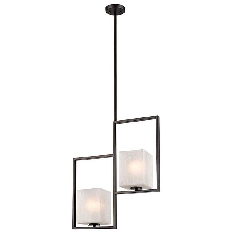 Image 1 Wilmington 1"W 2-Light Pendant Oil Rubbed Bronze Finish Opal Glass