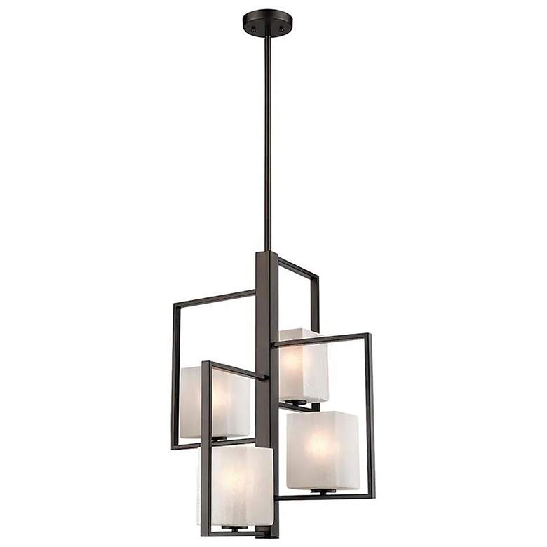Image 1 Wilmington 20"W 4-Light Pendant Oil Rubbed Bronze Finish Opal Glass