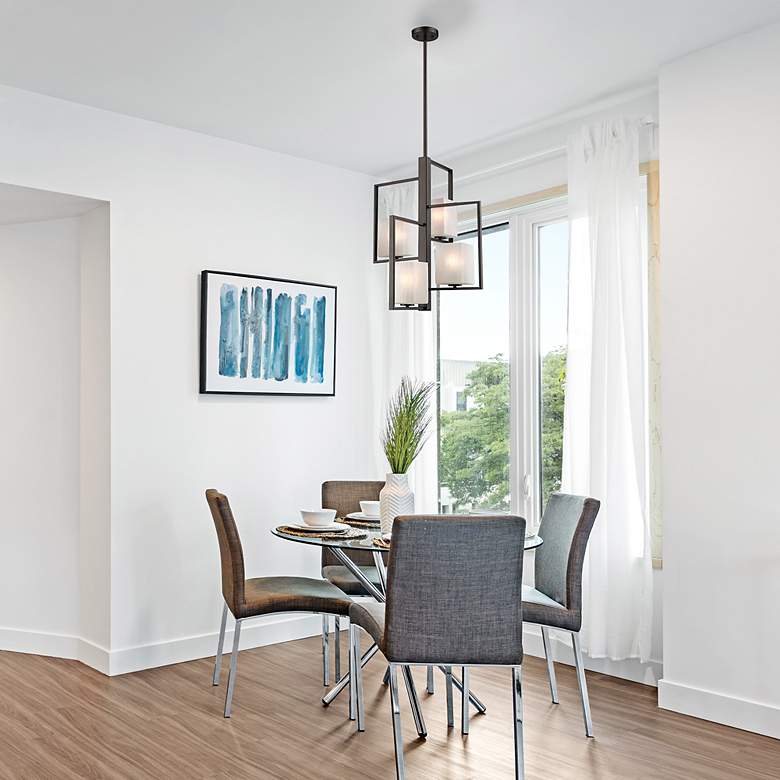 Image 3 Wilmington 20"W 4-Light Pendant Oil Rubbed Bronze Finish Opal Glass more views