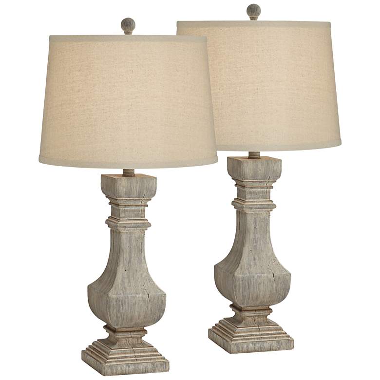 Wilmington Gray Wash Poly Wood Table Lamps Set of 2