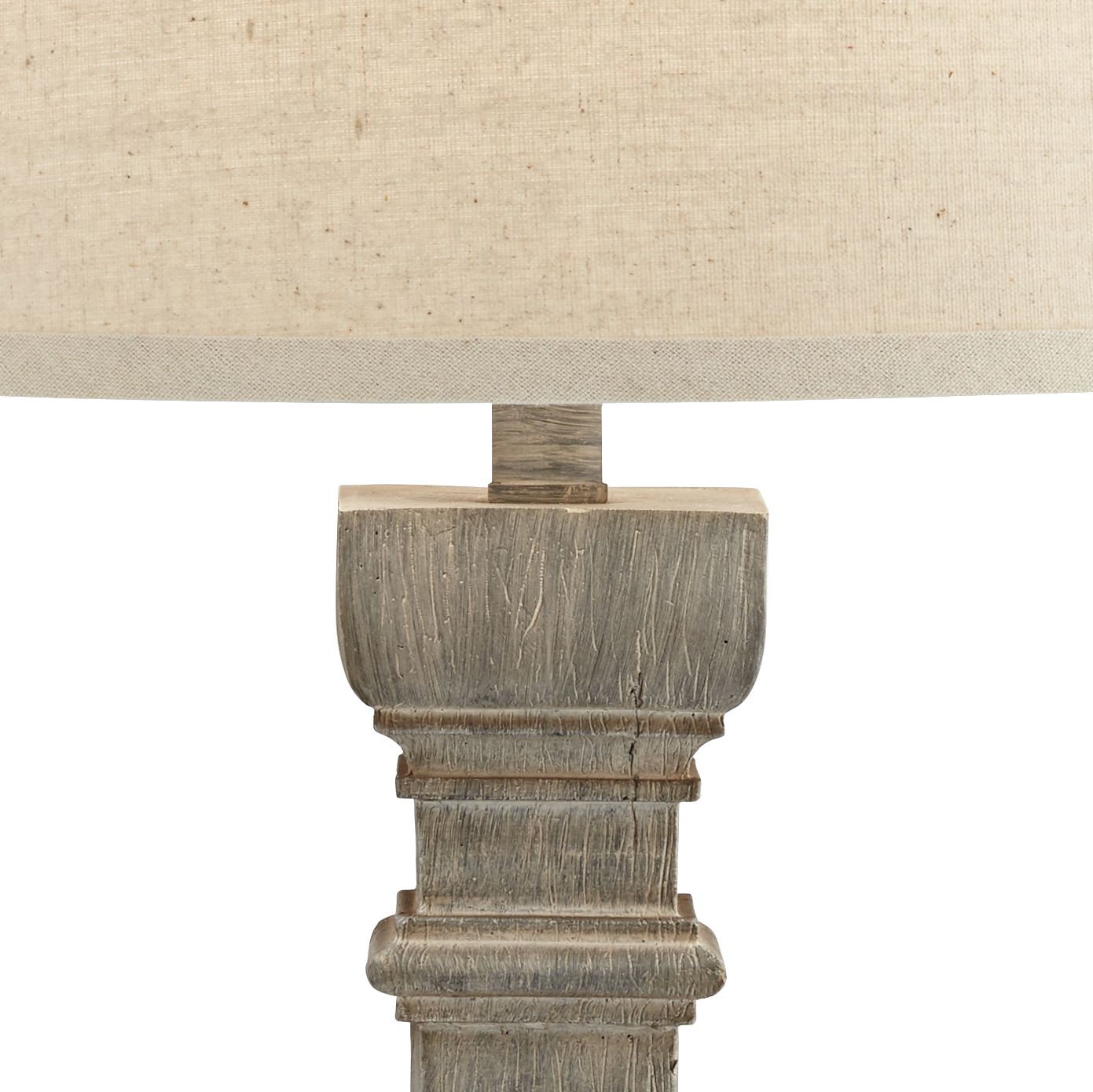 grey and wood table lamp