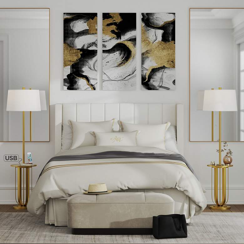Image 1 Wilshire Brass USB Tray Table Floor Lamps Set of 2