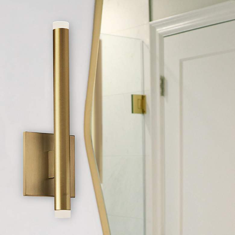 Image 1 Wilson 14.5" High Aged Brass 10W Wall Sconce