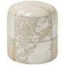 1_Wilson 17" High Silver and White Leather Round Ottoman