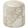 Wilson 17" High Silver and White Leather Round Ottoman