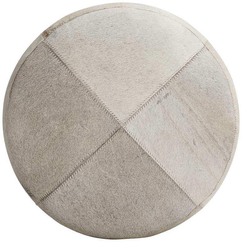 Image 4 Wilson 17" High Smoke Gray and Brown Leather Hide Round Ottoman more views