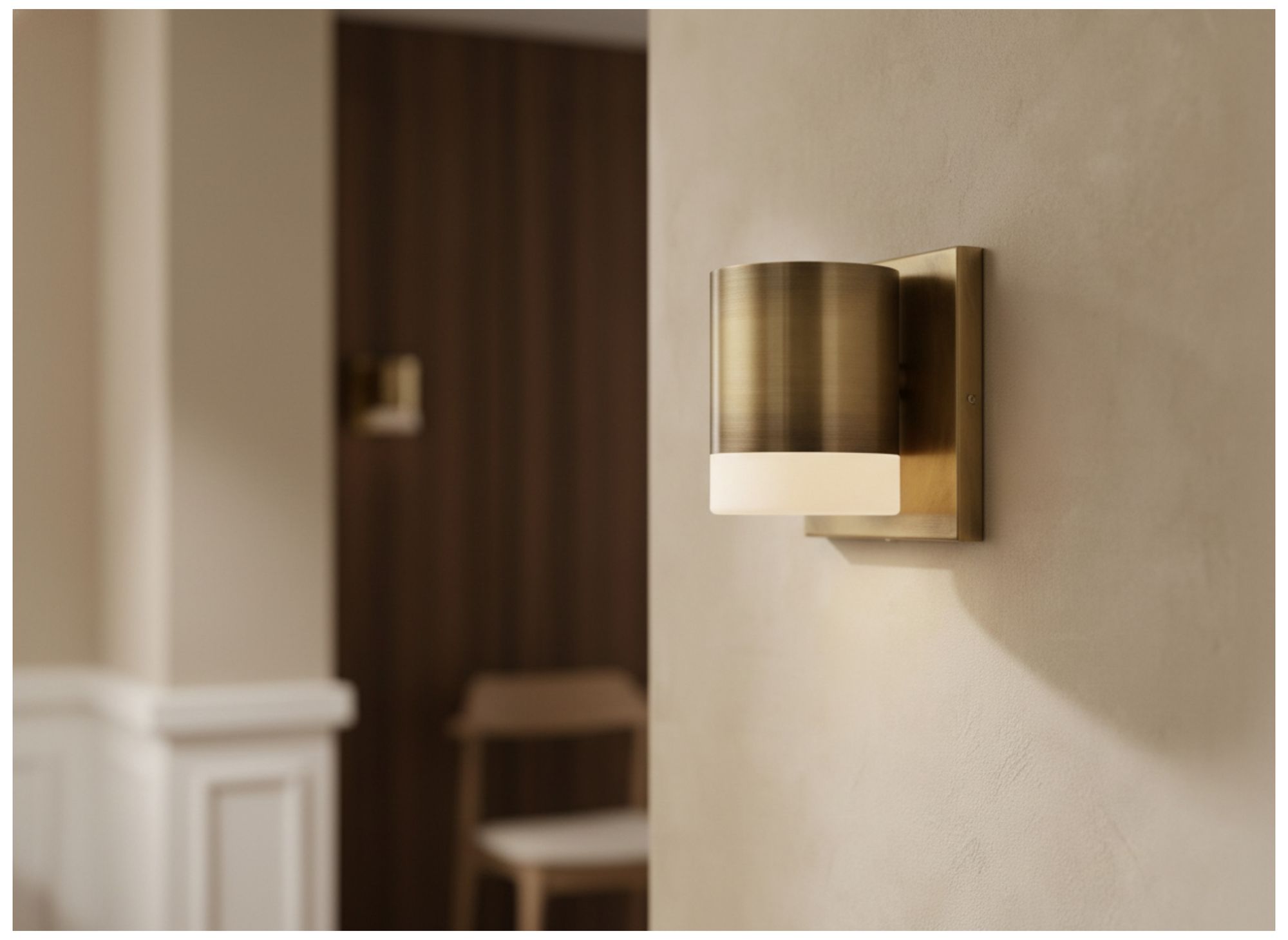 Wilson 5" High Aged Brass, White LED Wall Sconce