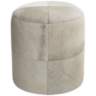 Wilson Smoke Gray and Brown Leather Hide Round Ottoman