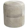 Wilson Smoke Gray and Brown Leather Hide Round Ottoman