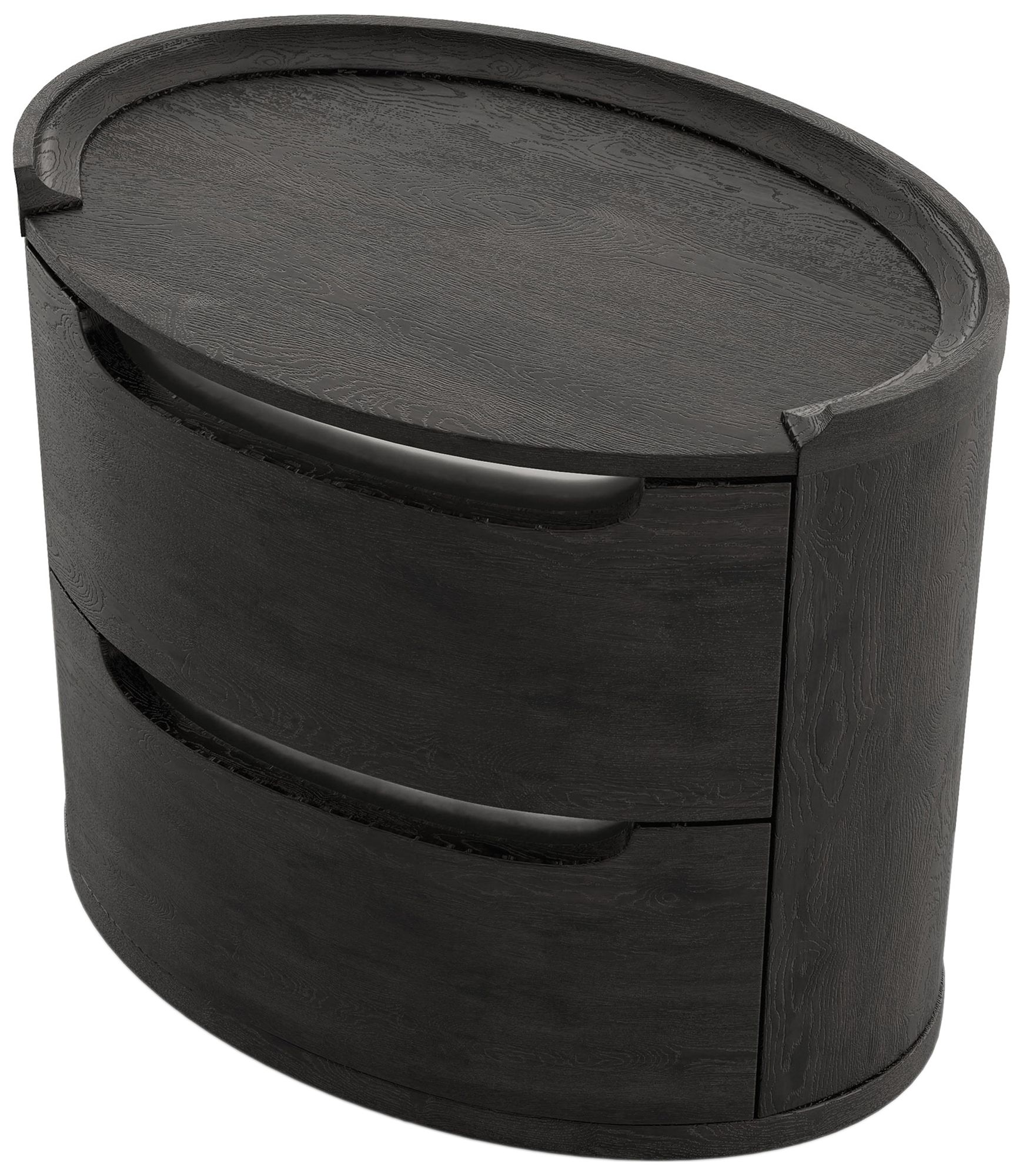 Wilter Modern Black 2-Drawer Nightstand with Stainless Steel Trim