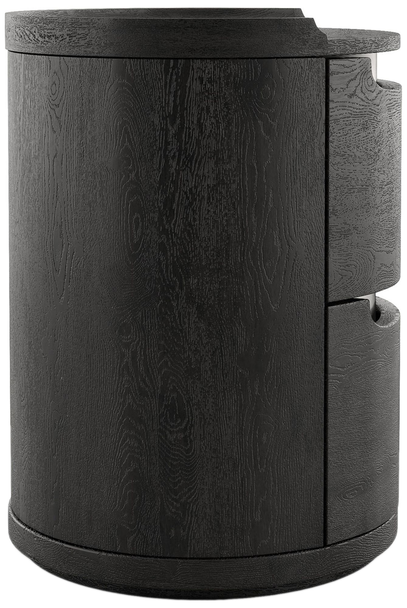 Wilter Modern Black 2-Drawer Nightstand with Stainless Steel Trim