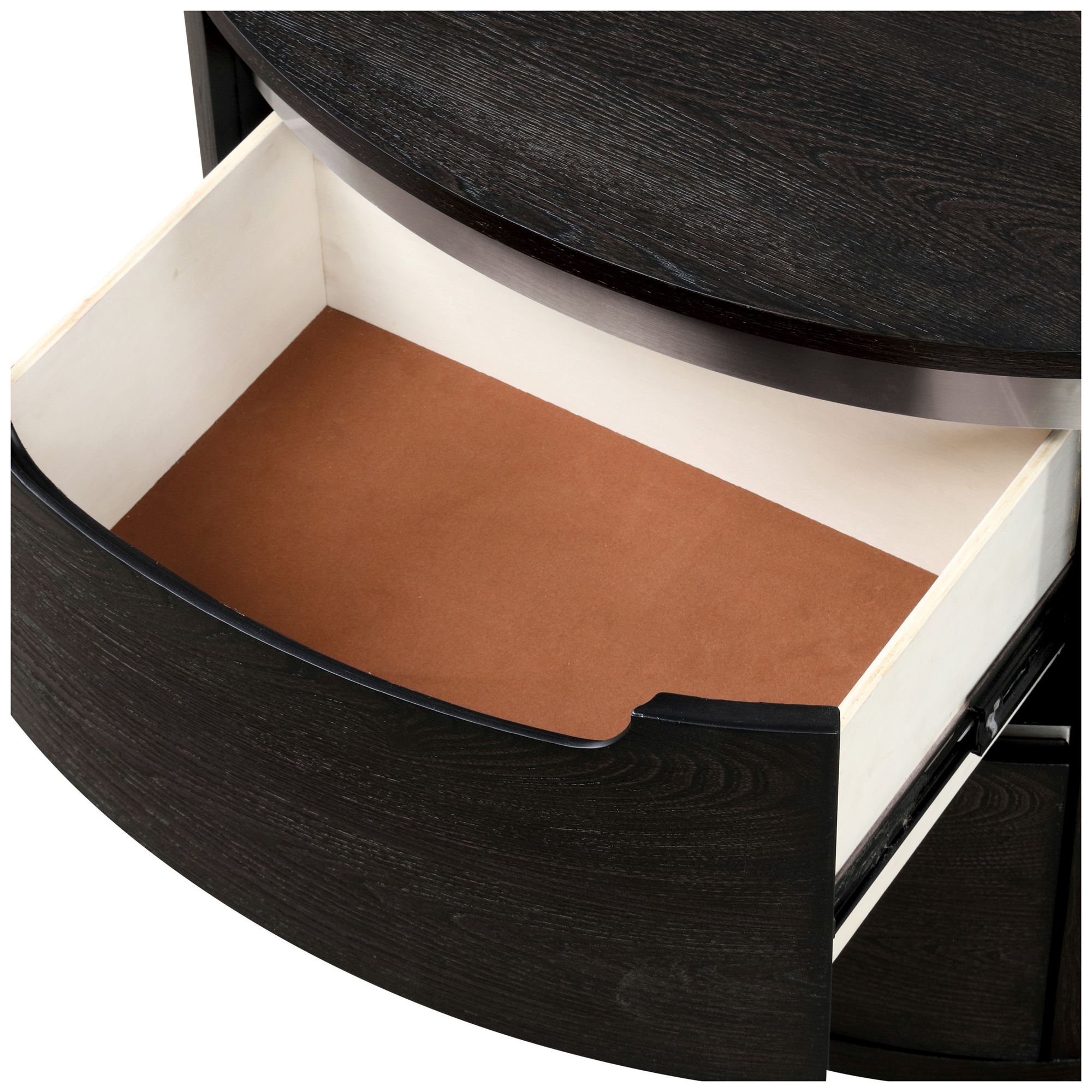 Wilter Modern Black 2-Drawer Nightstand with Stainless Steel Trim