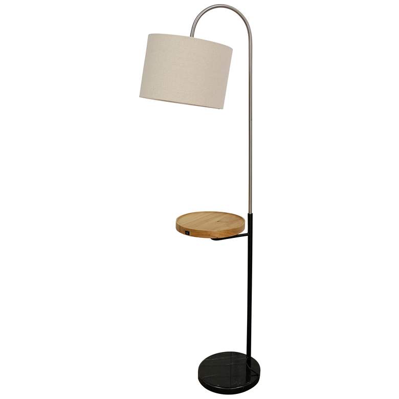 Image 1 Wilton 66" Nickel and Black Modern Arc Floor Lamp with Tray Table