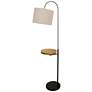 Wilton Brushed Nickel and Black Modern Arc Floor Lamp with Tray Table