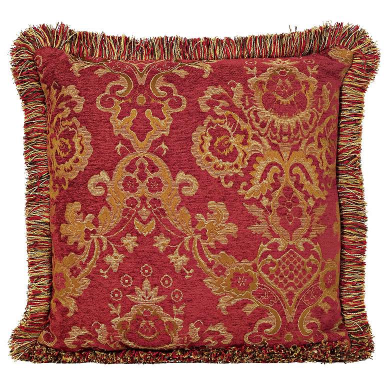 Image 1 Wilton Collection Fringed 18 inch Square Throw Pillow