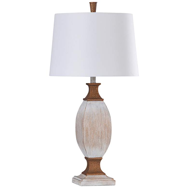 Image 1 Wilton Washed White and Dimpled Copper Metal Table Lamp