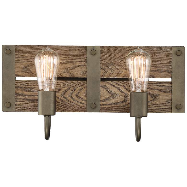 Image 1 Winchester; 2 Light; Vanity; Bronze/Aged Wood Finish