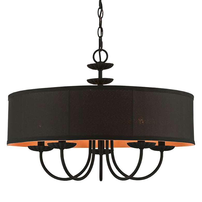 Image 3 Winchester 23" Wide Black 5-Light Drum Pendant