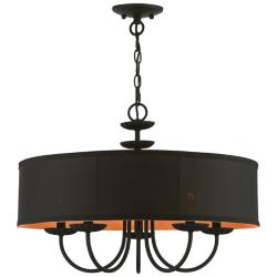 Winchester 23" Wide Black 5-Light Drum Pendant