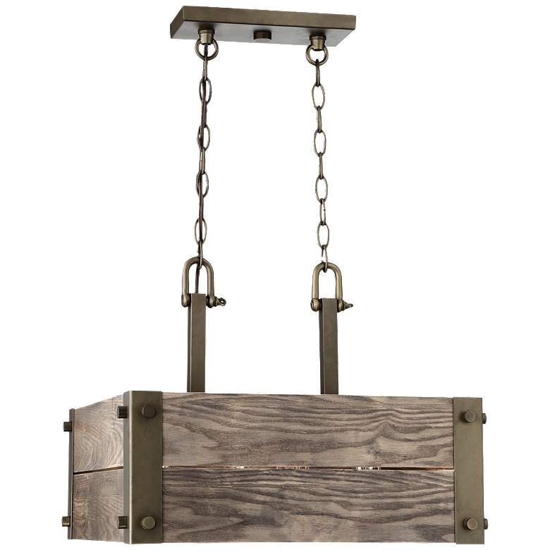Image 1 Winchester; 4 Light; Square Pendant with Aged Wood