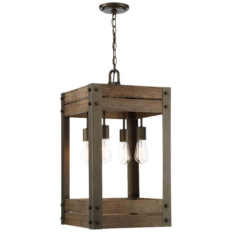 Image 1 Winchester; 5 Light; Pendant; Bronze/Aged Wood Finish