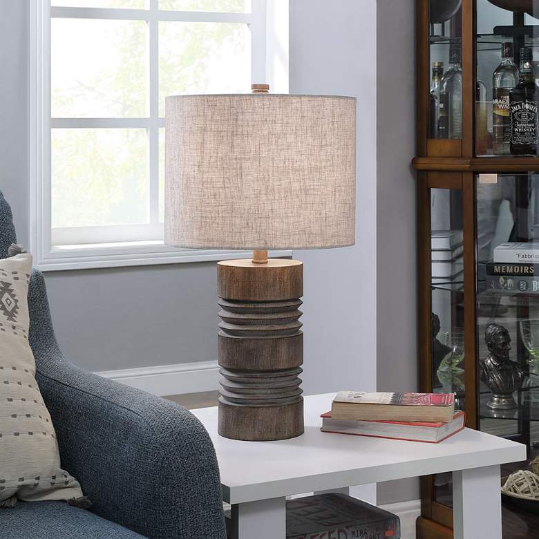 Image 1 Winchester Distressed Sage Fluted Accent Table Lamp