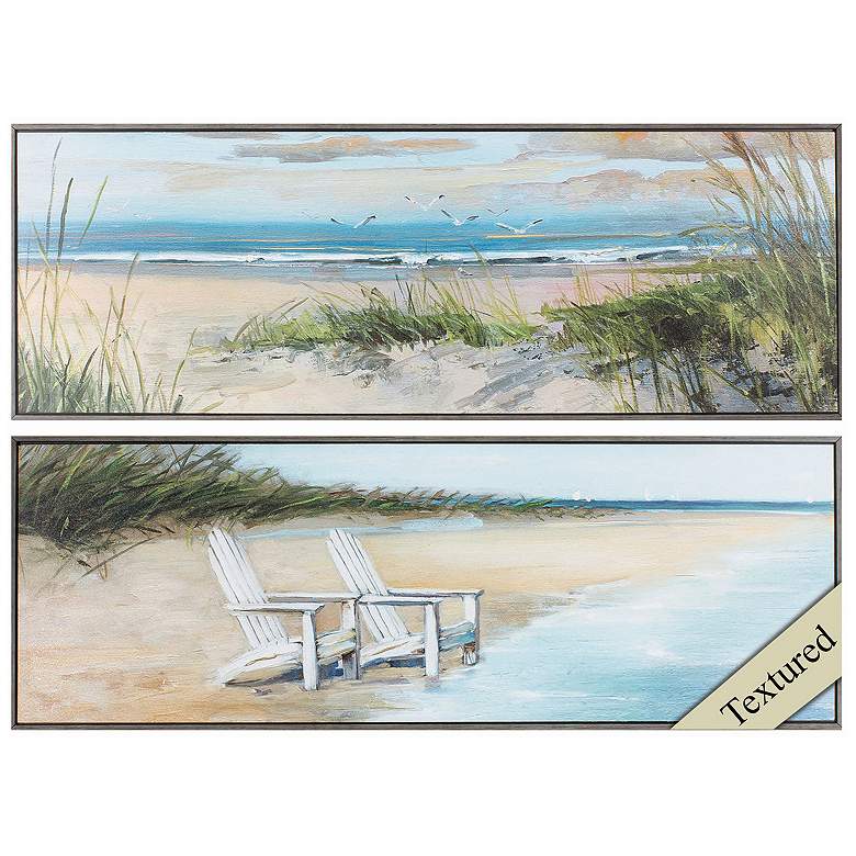 Image 1 Wind Water 36"W x 12"H Non-Glass Framed Art Set of 2