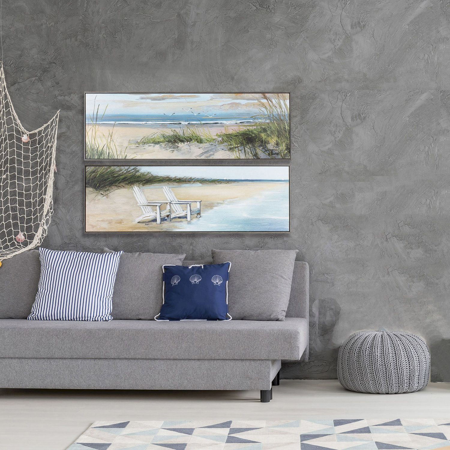 Image 2 Wind Water 36"W x 12"H Non-Glass Framed Art Set of 2 more views