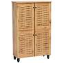 Winda 30" Wide Oak Brown Wood 4-Door Shoe Storage Cabinet