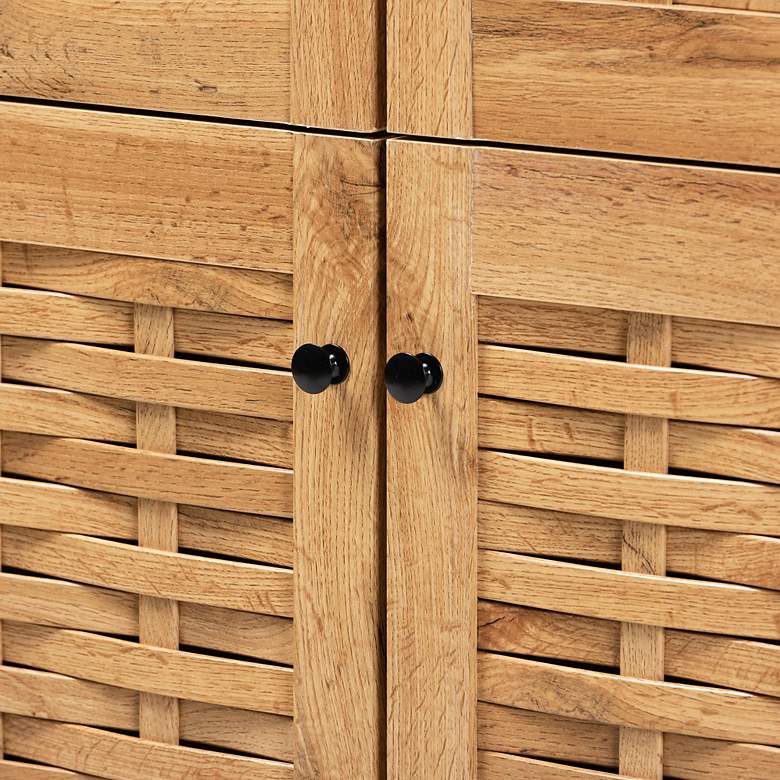 Image 3 Winda 30" Wide Oak Brown Wood 4-Door Shoe Storage Cabinet more views