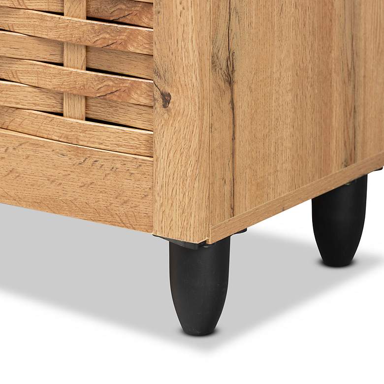 Image 4 Winda 30" Wide Oak Brown Wood 4-Door Shoe Storage Cabinet more views