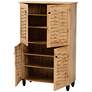Winda 30" Wide Oak Brown Wood 4-Door Shoe Storage Cabinet