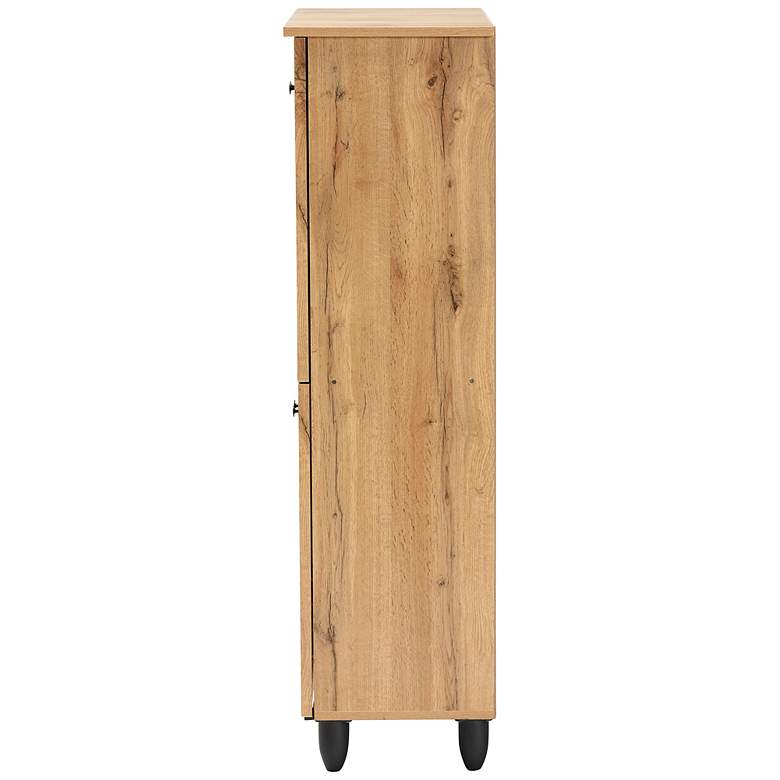 Image 7 Winda 30" Wide Oak Brown Wood 4-Door Shoe Storage Cabinet more views