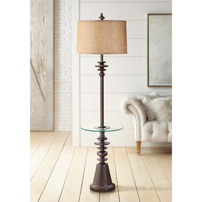 Image 1 Windermere Espresso Tray Table Floor Lamp