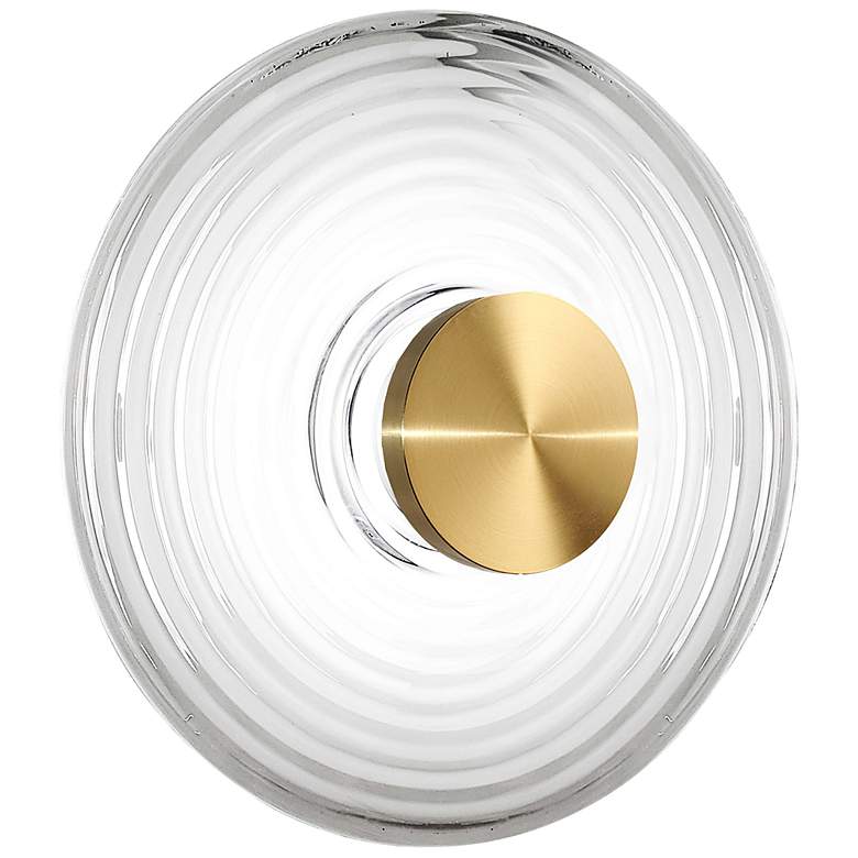Image 1 Windfeild 18" High Aged Brass 12W Wall Sconce With Clear Rippled Glass