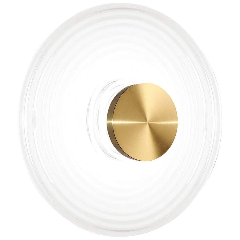 Image 1 Windfeild 18" High Aged Brass 12W Wall Sconce With White Rippled Glass
