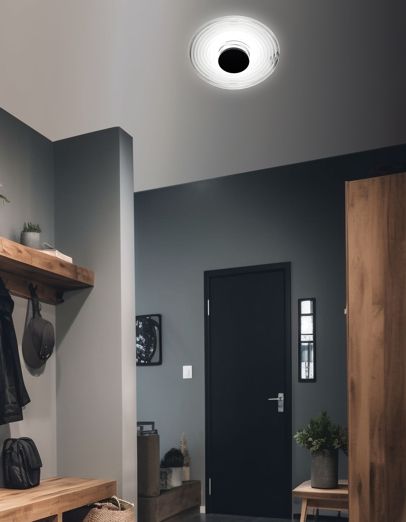 Image 2 Windfeild 18" High Matte Black 12W Wall Sconce w/ Clear Rippled Glass more views