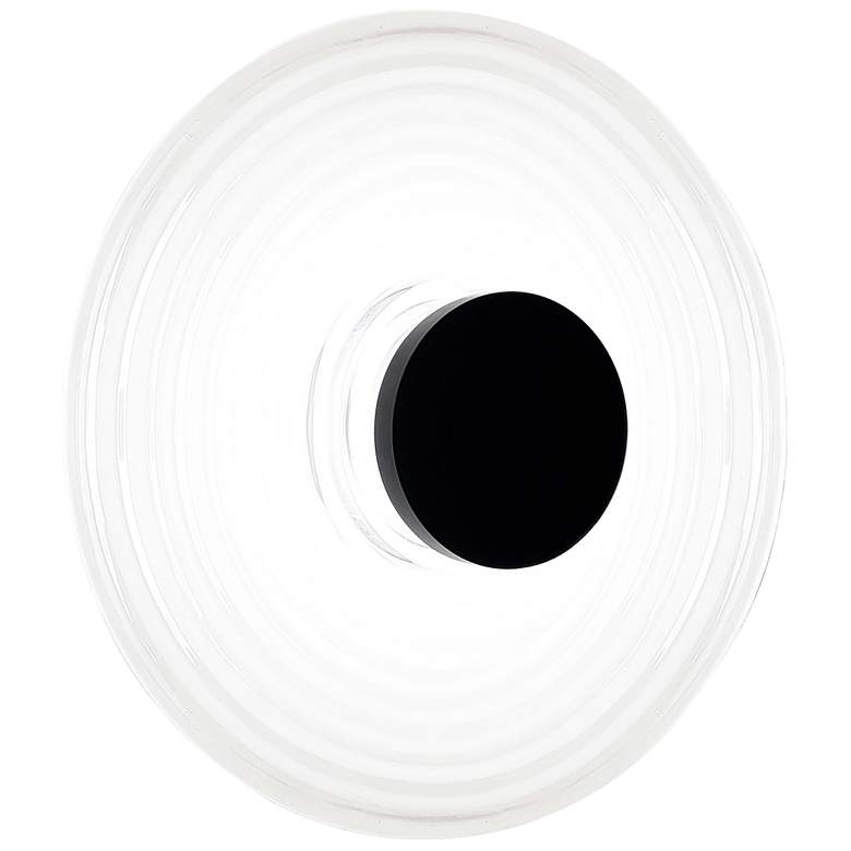 Image 1 Windfeild 18" High Matte Black 12W Wall Sconce w/ White Rippled Glass