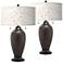 Windflowers Zoey Hammered Oil-Rubbed Bronze Table Lamps Set of 2