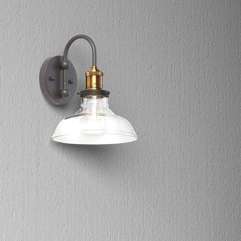 Image 3 Windford 10" High Black and Antique Brass Wall Sconce more views