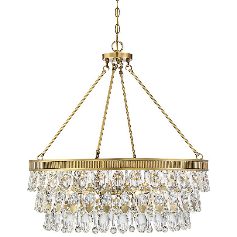 Image 3 Windham 28" Wide Warm Brass Crystal 6-Light Pendant