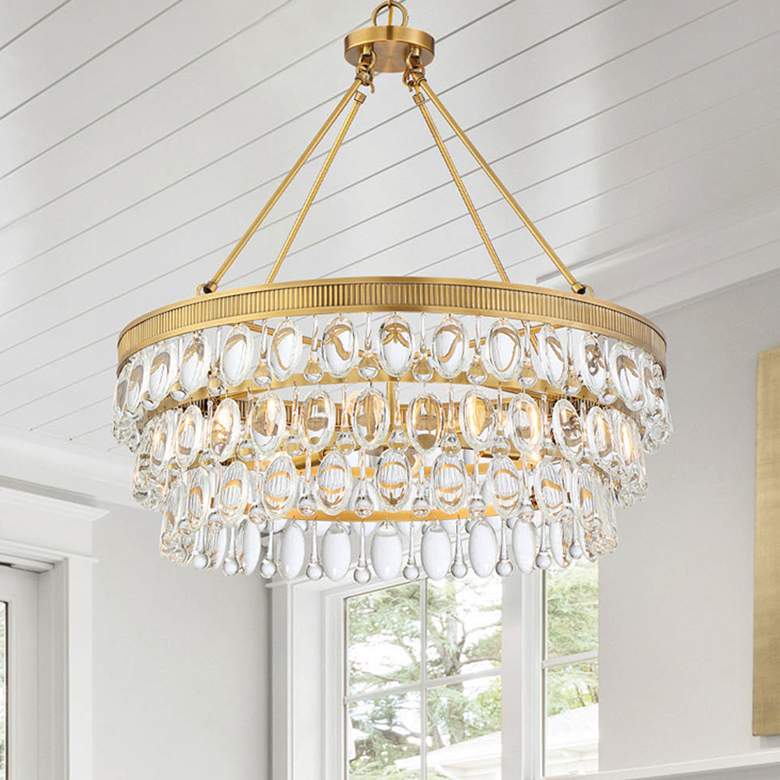 Image 2 Windham 28" Wide Warm Brass Crystal 6-Light Pendant