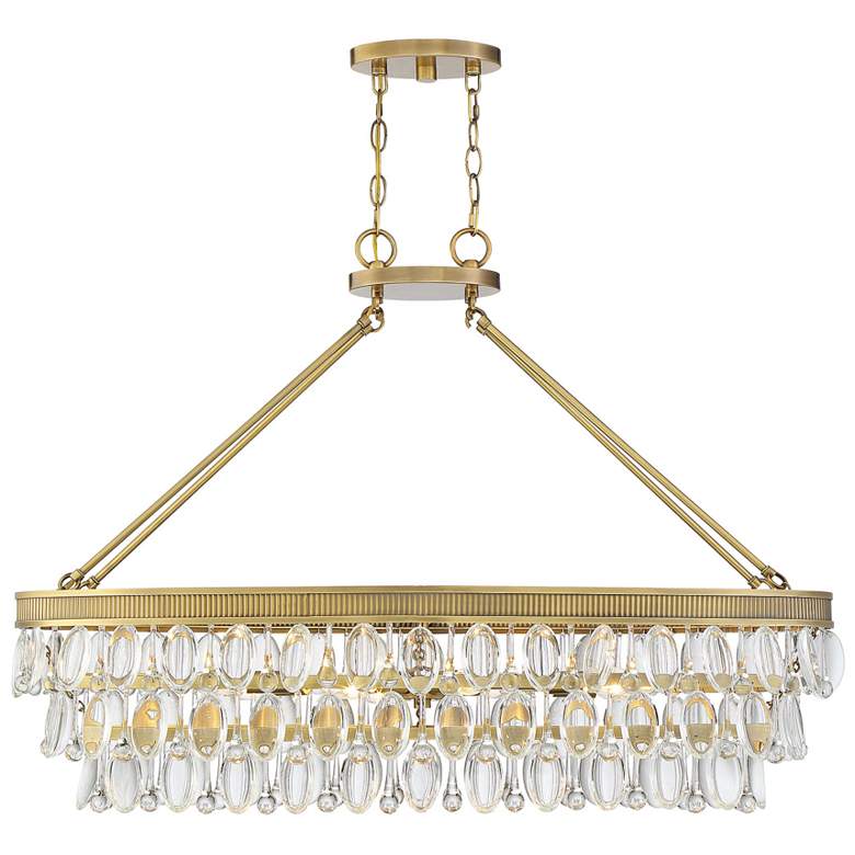 Image 1 Windham 8-Light Linear Chandelier in Warm Brass