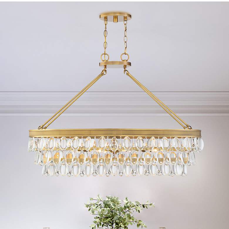 Image 1 Windham 8-Light Linear Chandelier in Warm Brass
