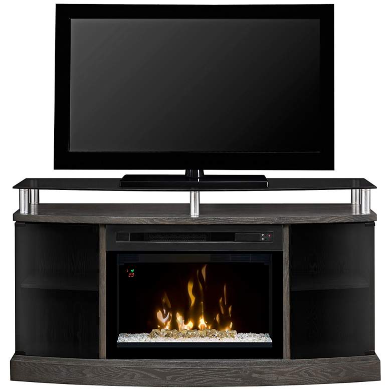 Image 1 Windham Glass Front Media Console Fireplace