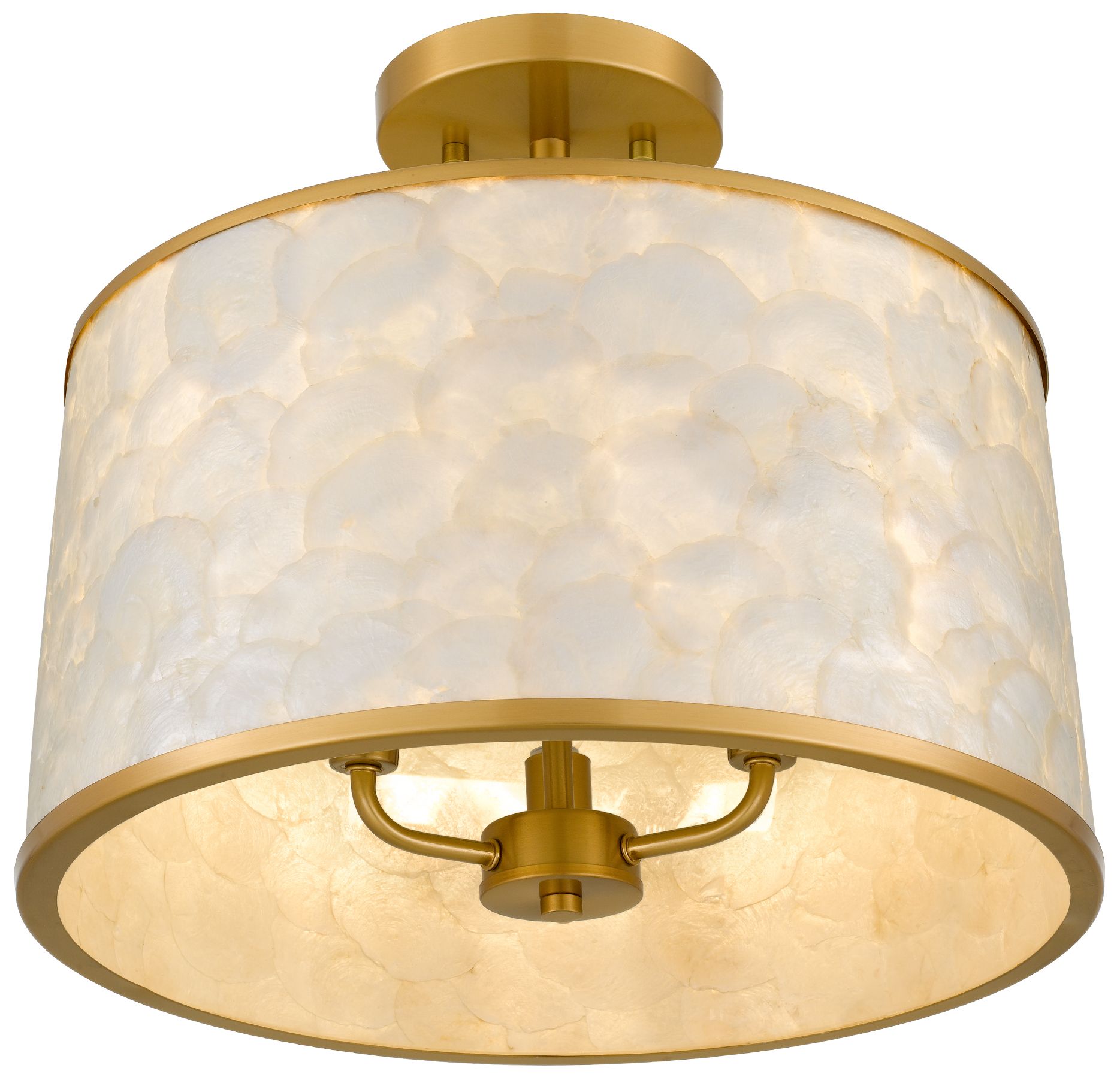 Thumbnail4 of Windley 3-Light Brushed Gold Semi-Flush Mount more views