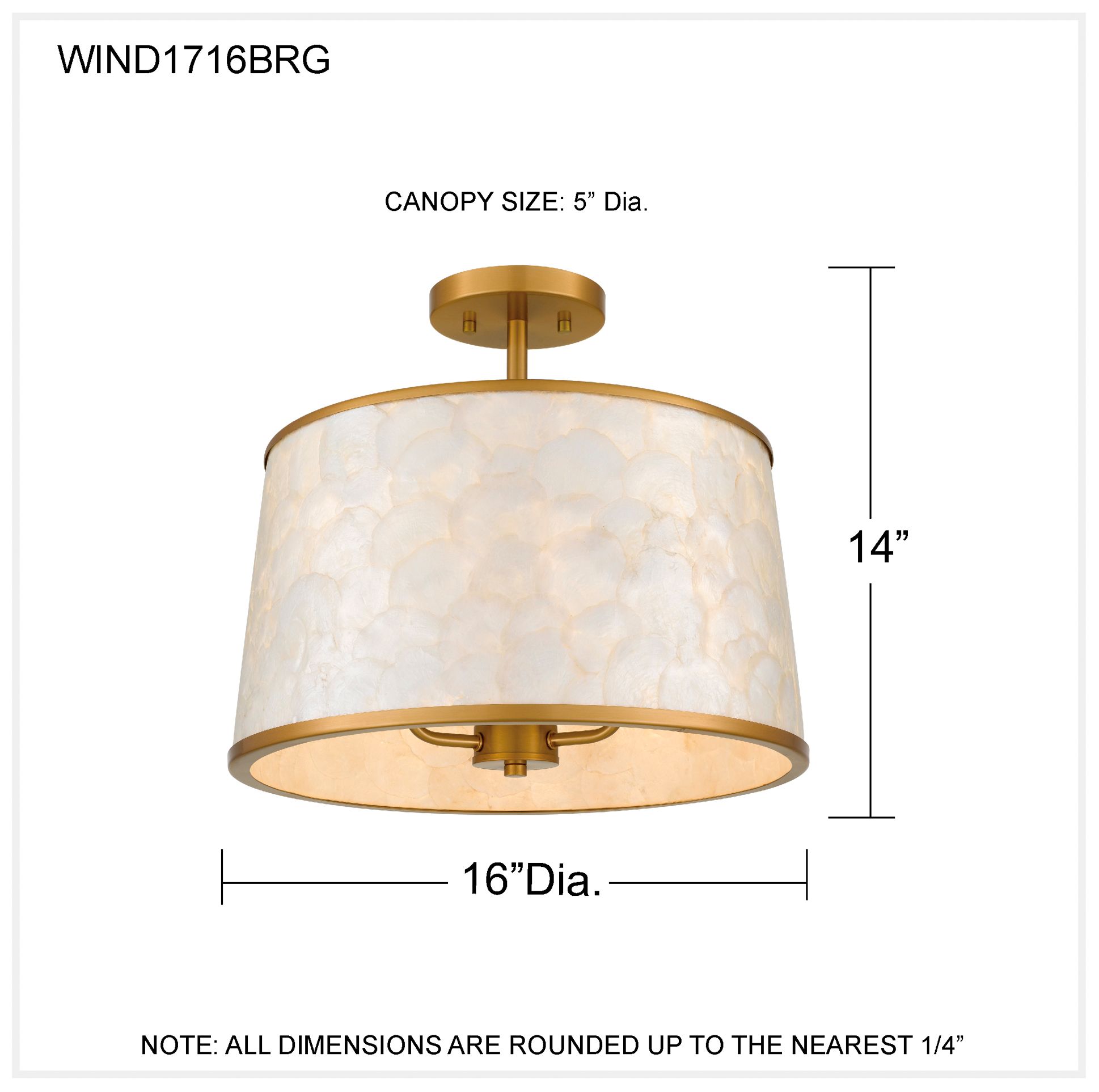 Windley 3-Light Brushed Gold Semi-Flush Mount