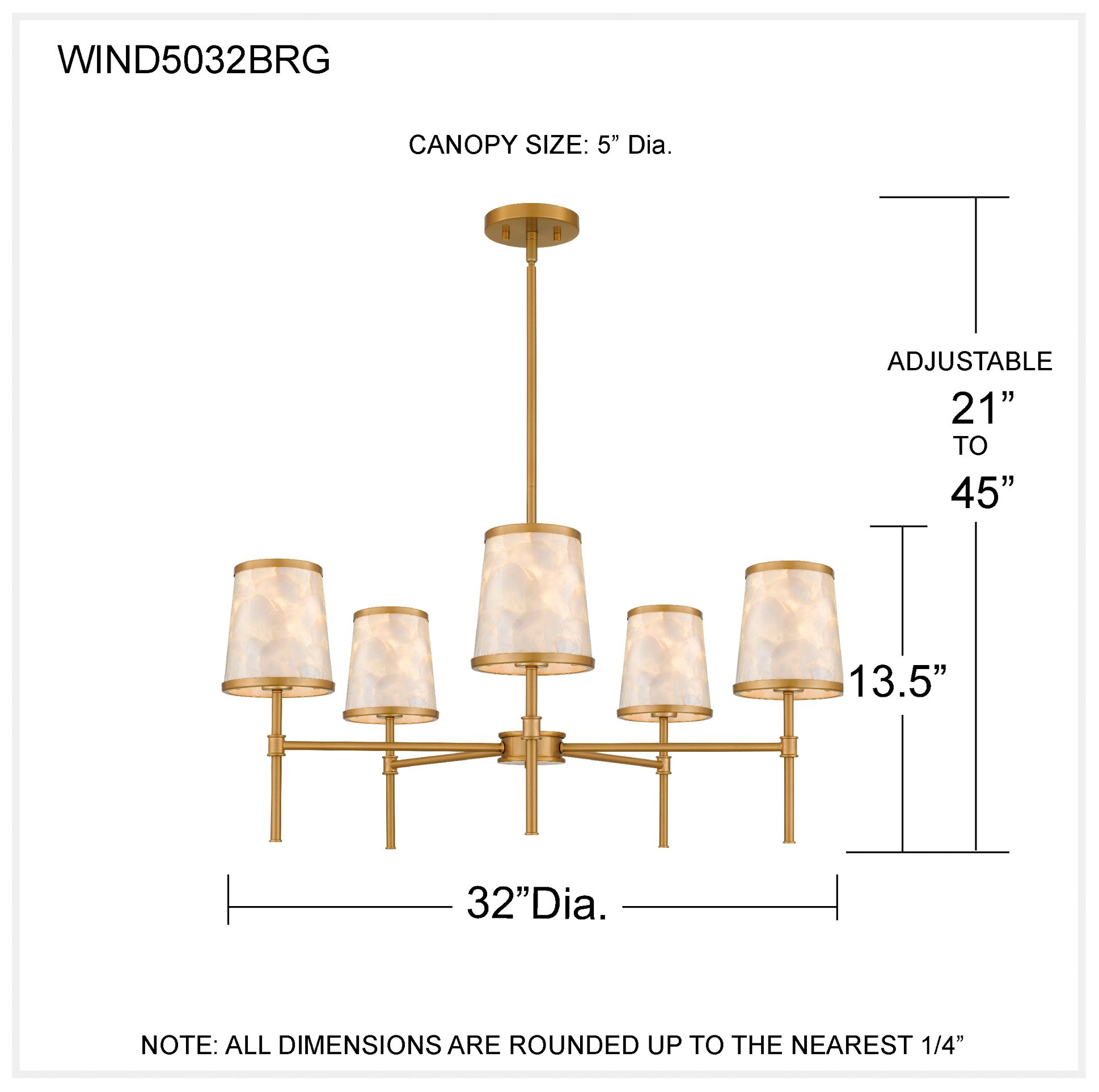 Windley 5-Light Brushed Gold Chandelier