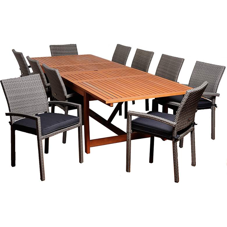 Image 1 Windmere Gray Wicker 11-Piece Extendable Patio Dining Set